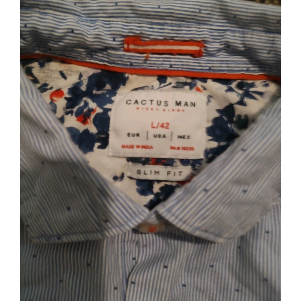 Cactus Man Ricky Singh Men's Long Sleeve Dress Shirt Slim Fit -Size Large - Picture 2 of 6